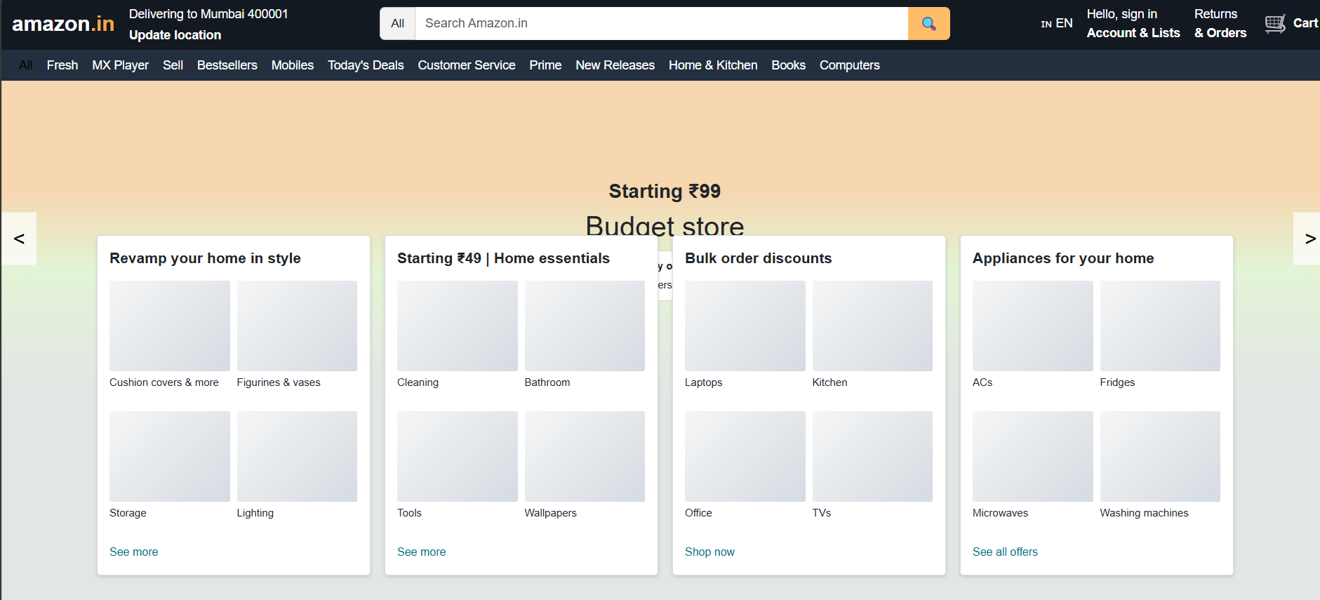 Amazon Clone E-Commerce UI Project